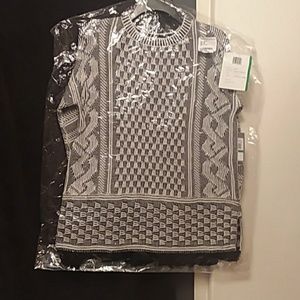 Jacquard sweater with fringe